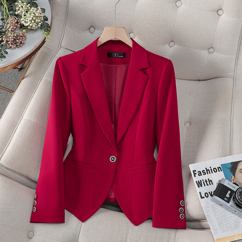 Women Formal Wear Coat - เสื้อเบลเซอร์แฟชั่นใหม่สำหรับผู้หญิง สีแดง ขาว ดำ ชุดสูททำงานสำหรับผู้หญิง เสื้อแจ็คเก็ตสำหรับทำงาน