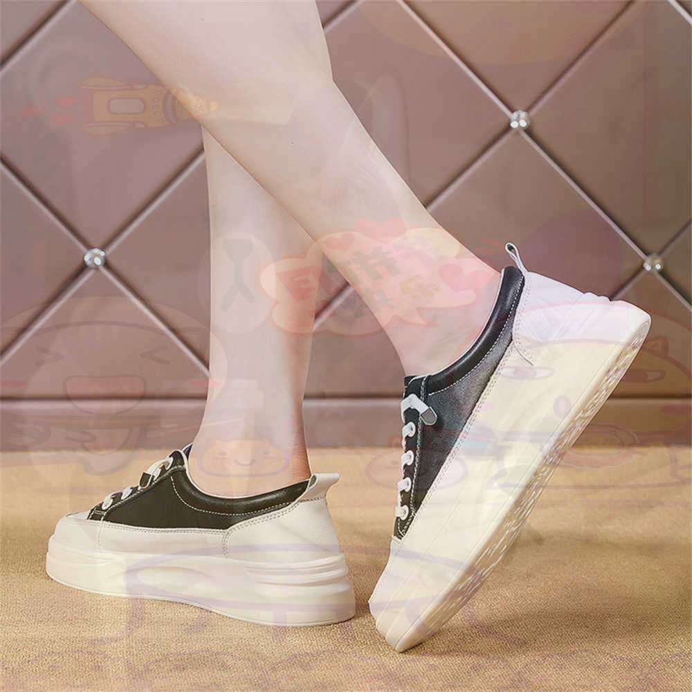 Elderly Women Formal Wear - LACE-up Chunky Loafers ผู้หญิงสเก็ตบอร์ดกีฬารองเท้าตะกร้ารองเท้าผ้าใบจริงแบบพกพาข่าวตะกร้า Teni ที่มีคุณภาพสูง