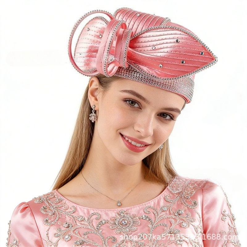 Women Formal Wear Photoshoot - หมวกปาร์ตี้ชาสำหรับผู้หญิง ประดับด้วยคริสตัลหรูหรา สำหรับชมการแข่งม้า งานพิธีทางศาสนา ถ่ายภาพ หรือใช้ในโอกาสพิเศษ
