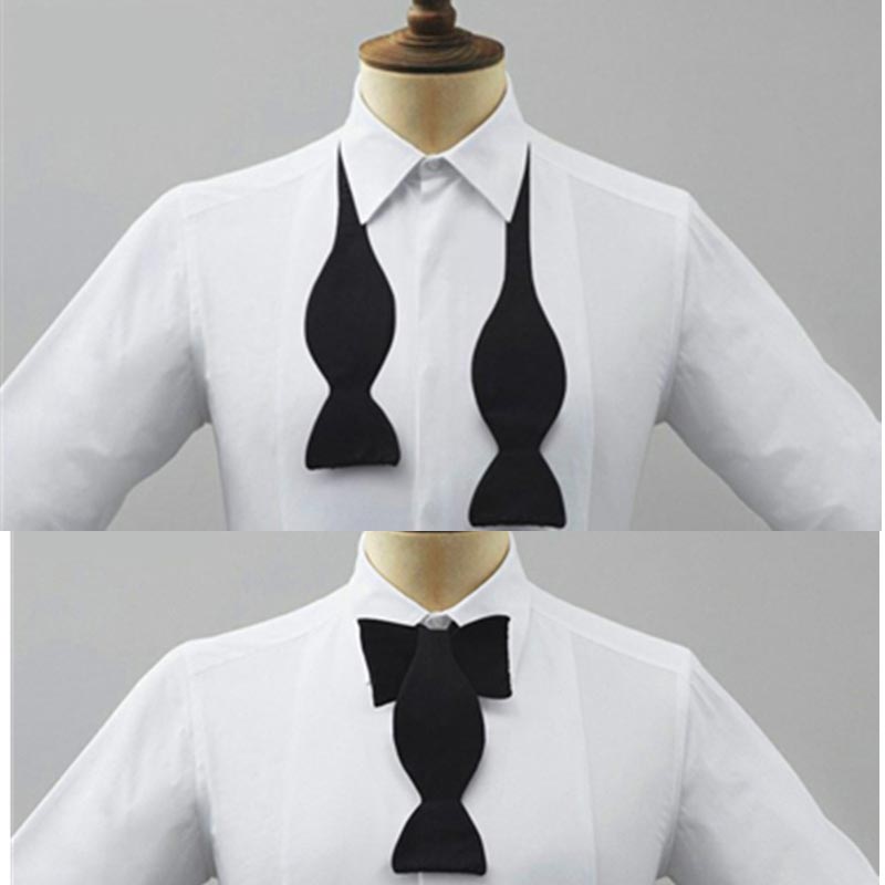 Women Formal Wear Black And White - โบว์ไทผูกสำเร็จรูปสำหรับผู้ชาย ปรับได้ สีดำ สีขาว สีพื้น เรียบหรู