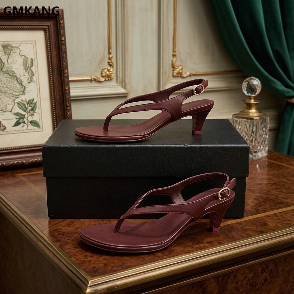 Kitten Heel Women - รองเท้าแตะส้นเตี้ยแบบเปิดหน้าเท้าทรงวีสำหรับผู้หญิง, รองเท้าสวมแบบเปิดหน้าเท้าสำหรับฤดูร้อน, รองเท้าส้นหนาแบบมินิมอล