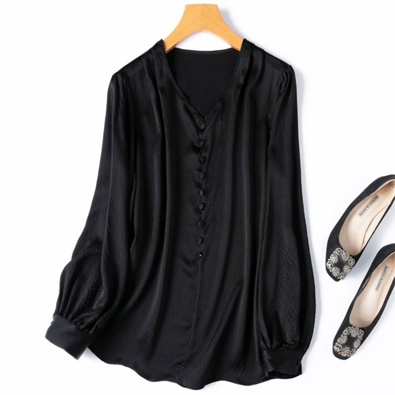 Silk Blouse Button - เสื้อไหมผู้หญิง 93% ไหมหม่อน 7% สแปนเด็กซ์ 19