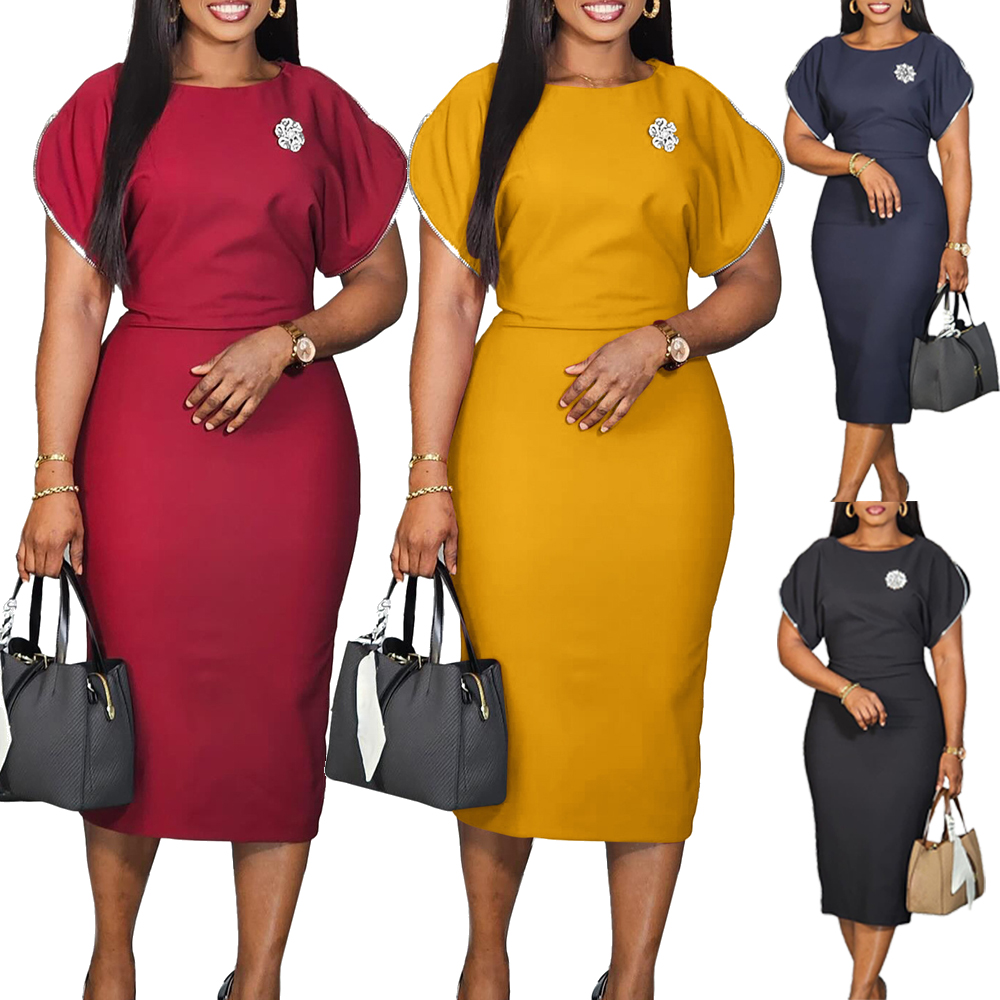 Women Formal Wear Zara - ชุดสตรี 2025 สําหรับโบสถ์สุภาพสตรีที่สง่างามฤดูร้อนสํานักงานสวมชุดลําลองB Odyconยาวเข่าสีทึบMidiชุดดินสอ