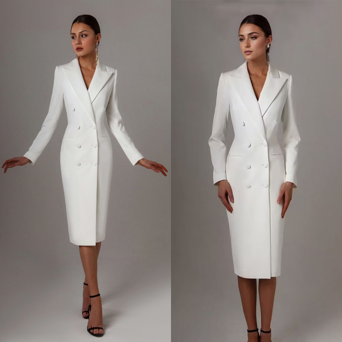 Women Formal Wear M&S - ที่กําหนดเองสีขาวคู่เสื้อแจ็คเก็ตยาวชุดผู้หญิงสุภาพสตรีพรหมชุดราตรีเกสต์สวมใส่อย่างเป็นทางการ Custom Made