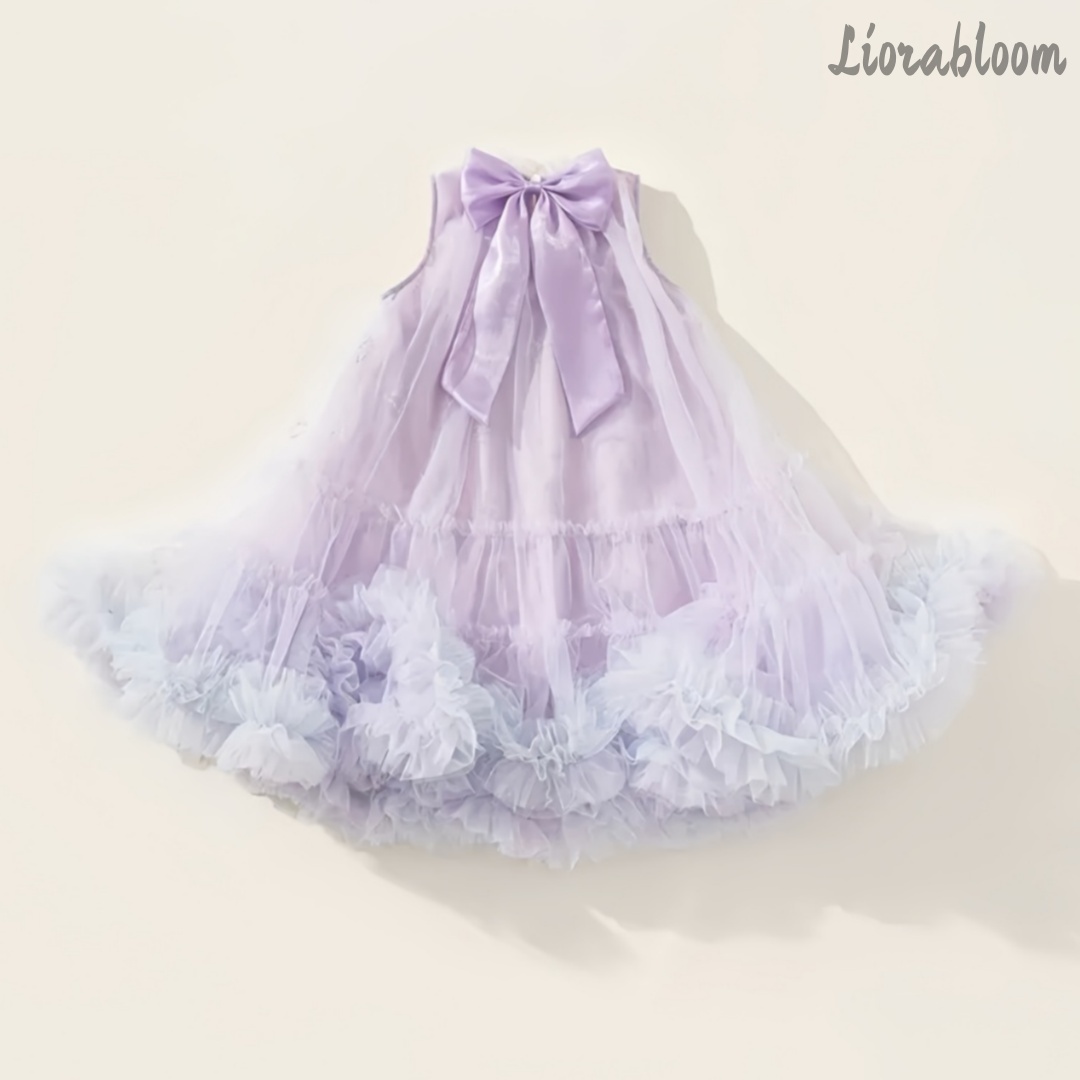 Woman Formal Wear - ชุดเดรสเจ้าหญิงสีม่วงสำหรับใส่ทุกวัน ชุดราตรี แต่งขอบลูกไม้ ประดับโบว์ ชุดเพื่อนเจ้าสาว ชุดเดรสงานปาร์ตี้