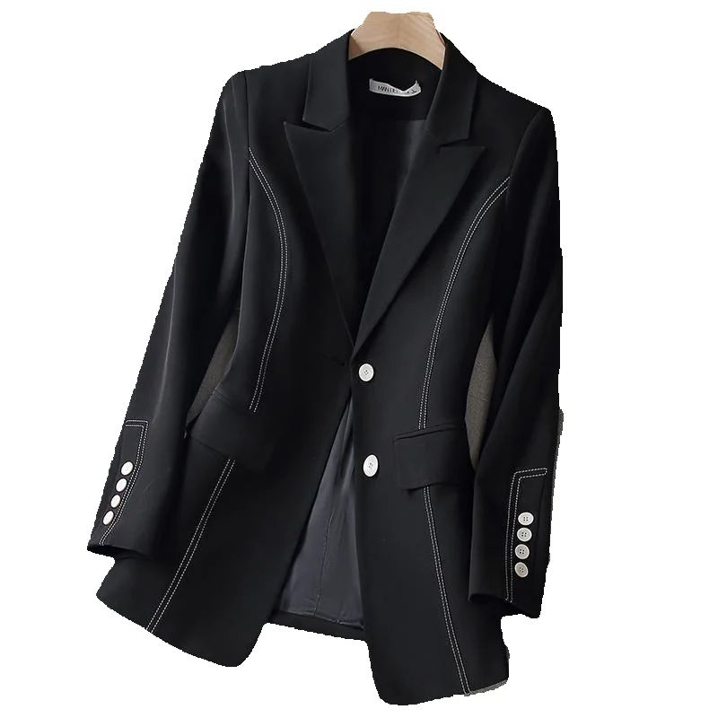 Women Formal Wear Black And White - เสื้อเบลเซอร์แฟชั่นใหม่สำหรับผู้หญิง สีขาว สีดำ แขนยาว เหมาะสำหรับใส่ทำงาน แจ็คเก็ตโค้ทสำหรับฤดูใบไม้ร่วงและฤดูหนาว