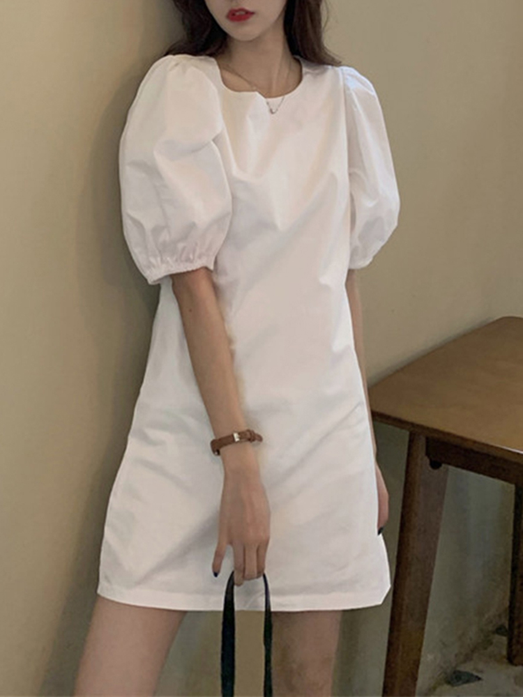 Women Formal Wear Zara - Vonda ชุดปาร์ตี้ฤดูร้อน2024ชุดมินิเดรสแขนพองสั้นหรูหราสำหรับผู้หญิงชุดซันเดรสลำลองสีพื้นชุดทรงหลวมมีจีบสำหรับวันหยุด