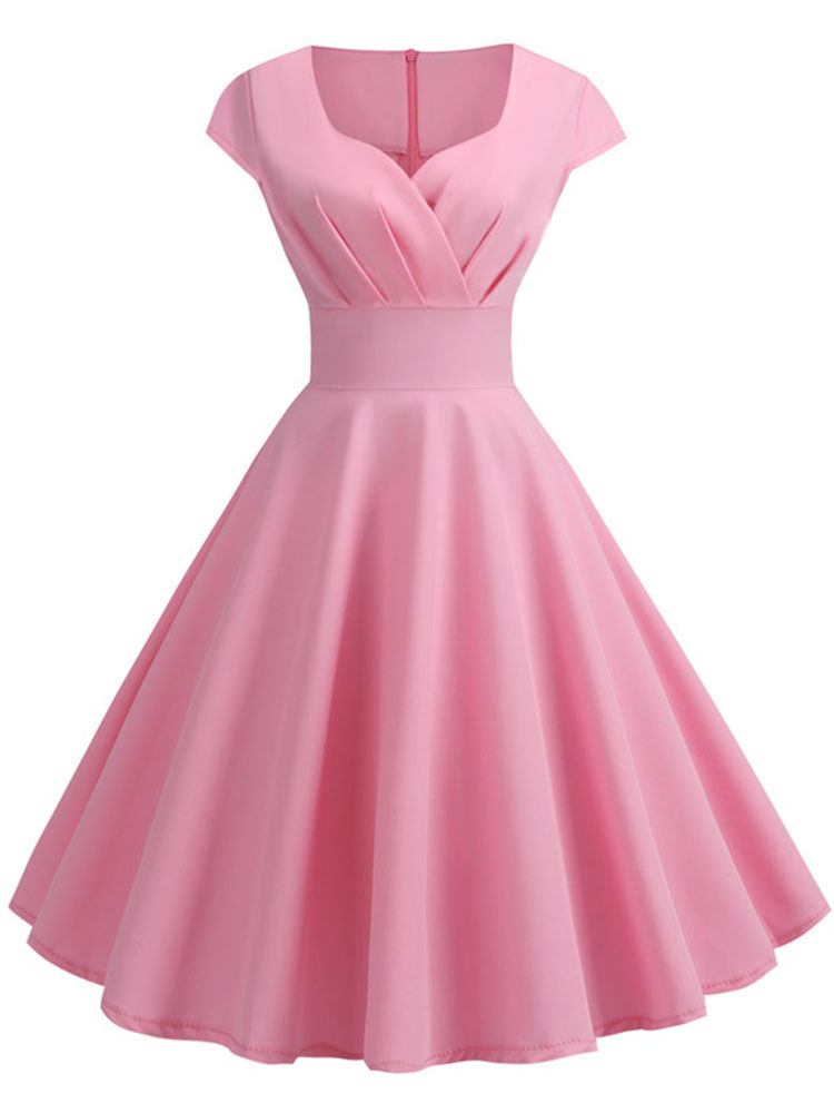 Women Formal Wear Zara - สีชมพูฤดูร้อนผู้หญิง V คอ Vintage Robe Elegant