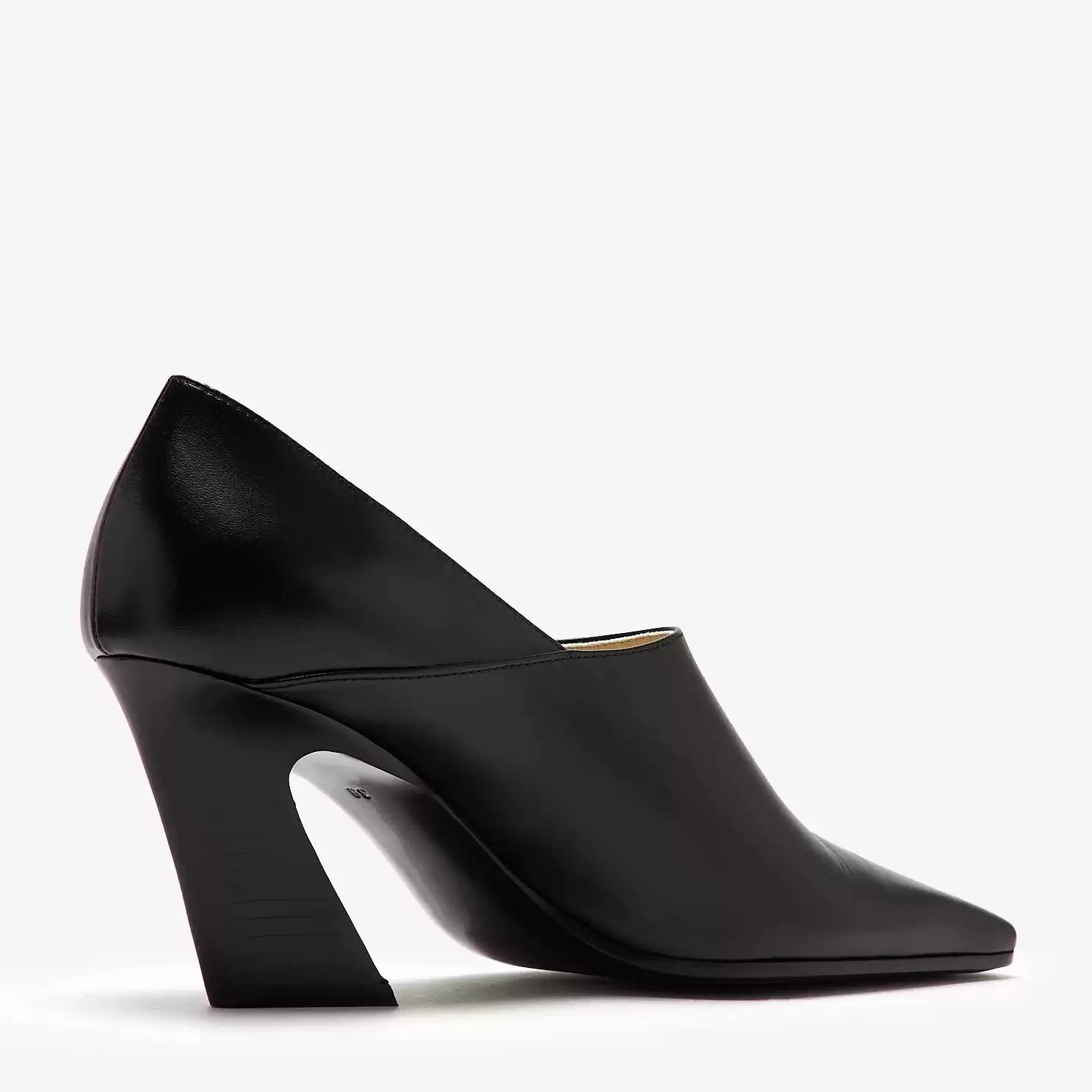 รองเท้าส้นหนาหัวเหลี่ยมหนังสีด - Women Formal Office Wear Shoes บทวิจารณ์และราคา