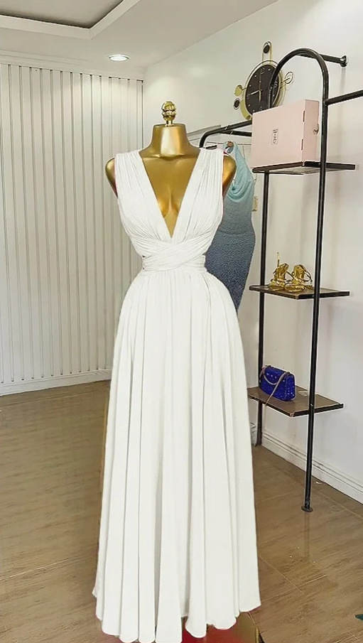 เดรสยาวผู้หญิง เดรสชายหาด คอวี - Formal Wear Gowns For Women บทวิจารณ์และราคา