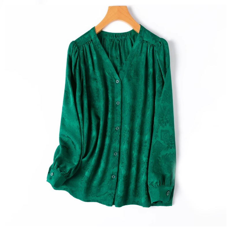 เสื้อเชิ้ตแขนยาวคอวีผ้าไหมมัลเ - Silk Blouse Button บทวิจารณ์และราคา