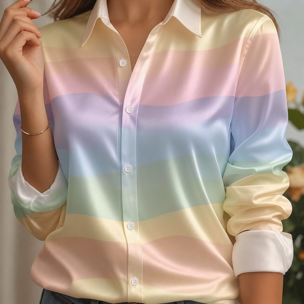เสื้อเชิ้ตผู้หญิง ปกผ้าซาติน ล - Silk Blouse Button บทวิจารณ์และราคา