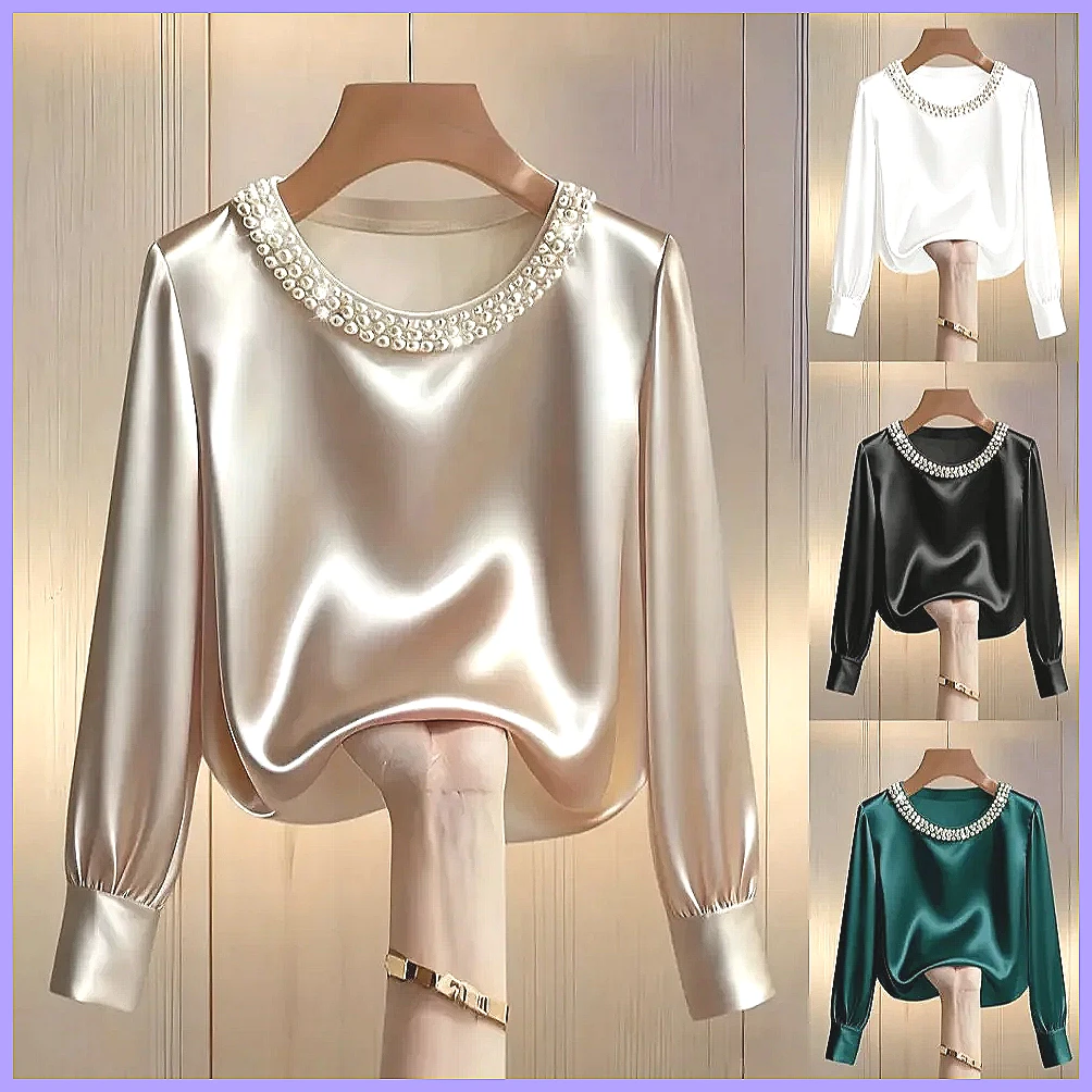 เสื้อซาตินประดับลูกปัดสุดหรูสำ - Silk Blouse Button บทวิจารณ์และราคา