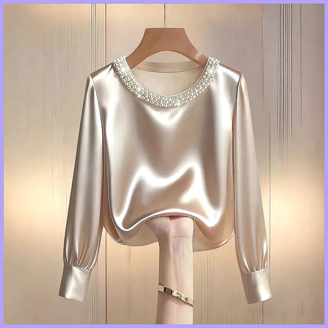 เสื้อซาตินประดับลูกปัดสุดหรูสำ - Silk Blouse Button บทวิจารณ์และราคา