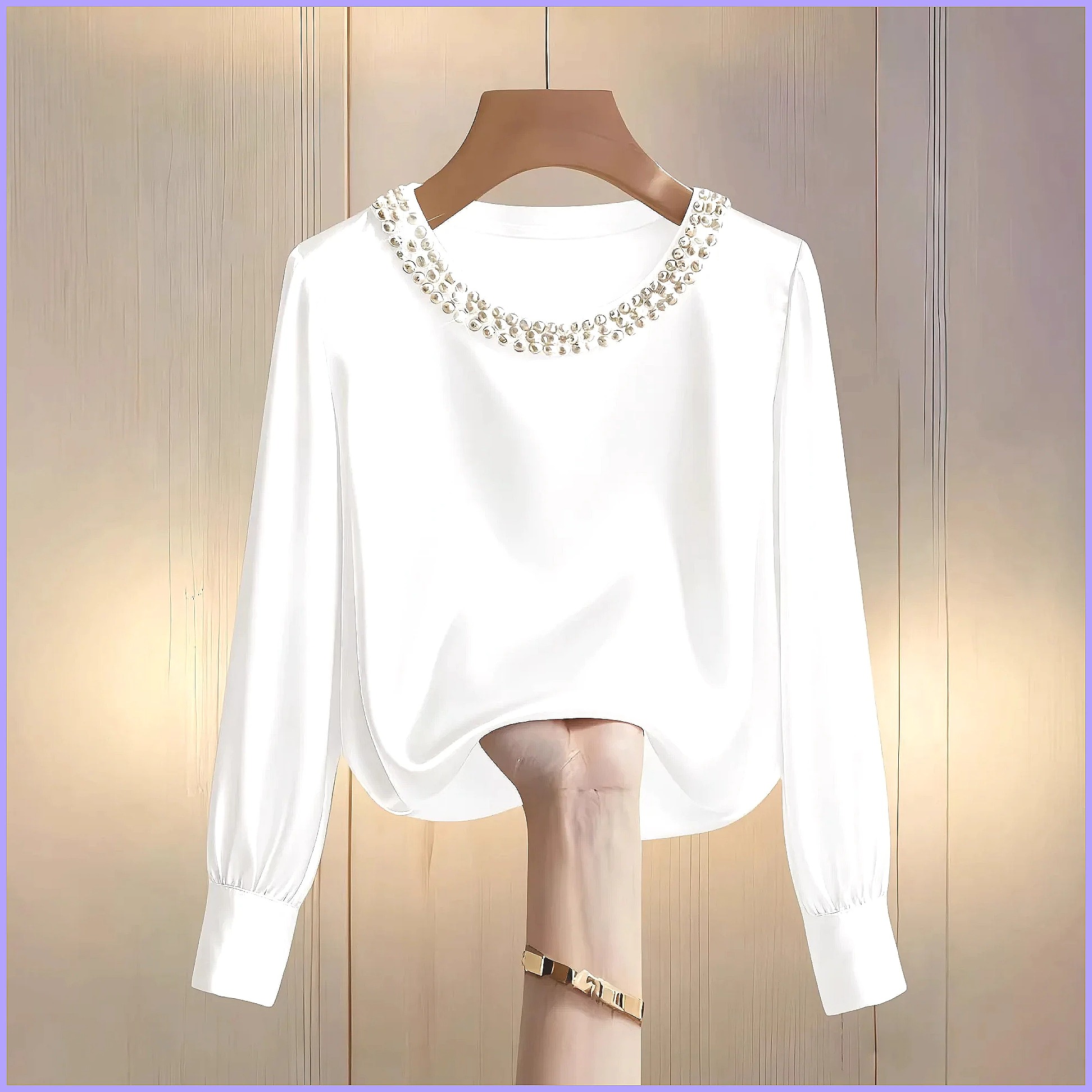เสื้อซาตินประดับลูกปัดสุดหรูสำ - Silk Blouse Button บทวิจารณ์และราคา