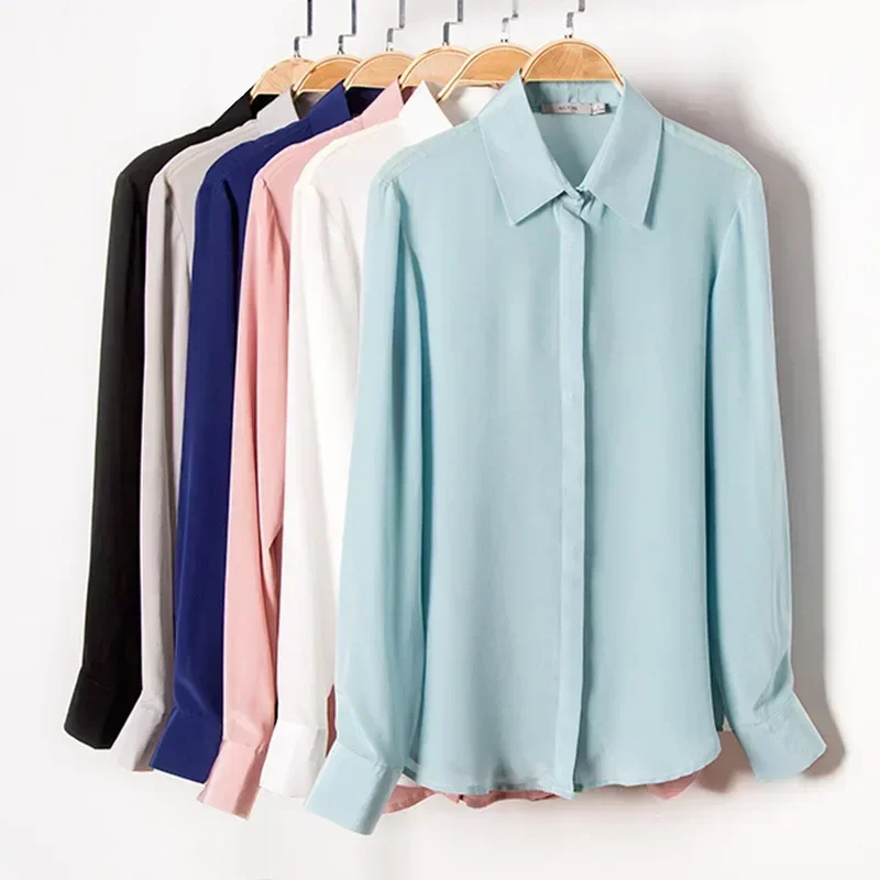 2025 ฤดูใบไม้ผลิใหม่ผู้หญิงผ้า - Silk Blouse Button บทวิจารณ์และราคา