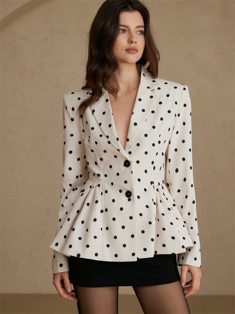 สีขาวลายจุดสีดำชุดสูทผู้หญิงเส - Women Formal Wear Black And White บทวิจารณ์และราคา