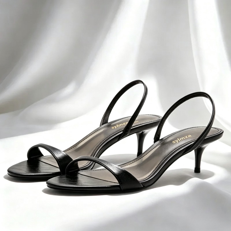 รองเท้าส้นสูงแบบเปิดนิ้วเท้าสำ - Kitten Heel Women บทวิจารณ์และราคา