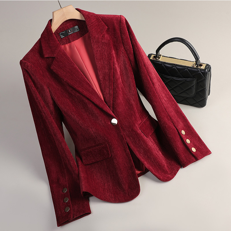 สีเหลืองทองกำมะหยี่เบลเซอร์ผู้ - Women Formal Wear Coat บทวิจารณ์และราคา