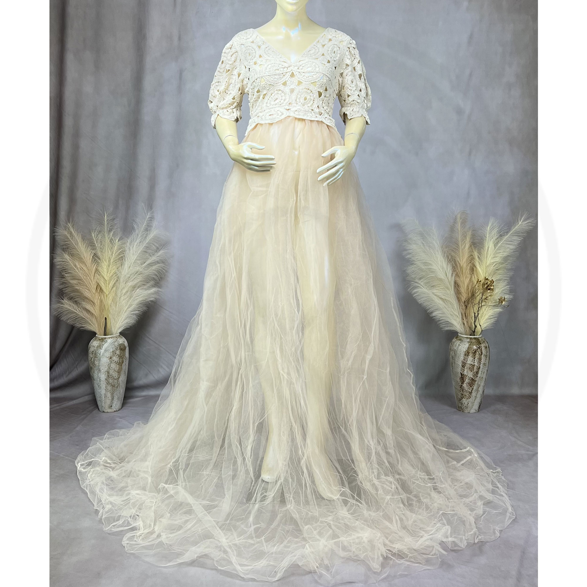Don & Judy Bohe แขนสั้น Tulle  - Women Formal Wear Photoshoot บทวิจารณ์และราคา