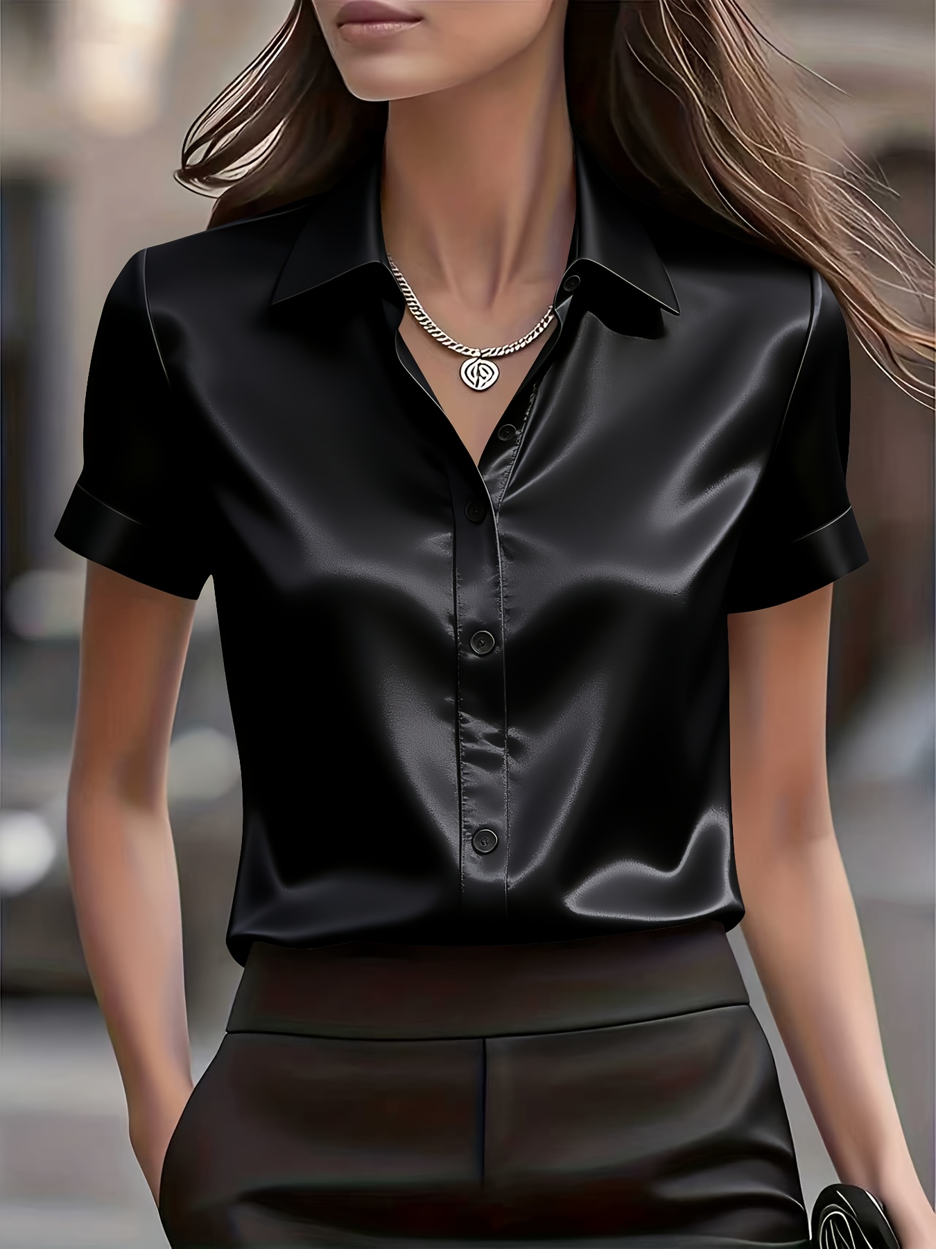 เสื้อเชิ้ตผ้าไหมผสมทรงเข้ารูปส - Silk Blouse Button บทวิจารณ์และราคา
