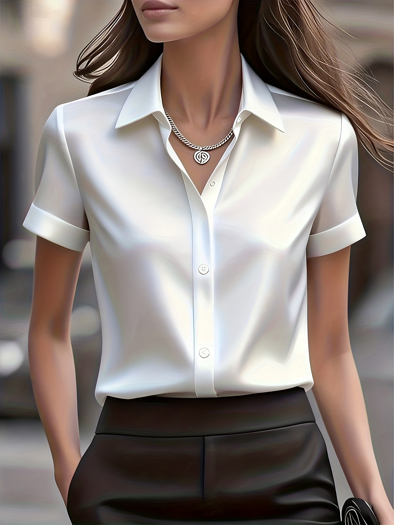 เสื้อเชิ้ตผ้าไหมผสมทรงเข้ารูปส - Silk Blouse Button บทวิจารณ์และราคา