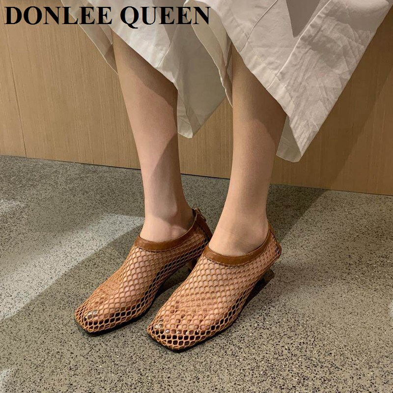 รองเท้าส้นเตี้ยแบบสวมเปิดส้นทร - Kitten Heel Women บทวิจารณ์และราคา