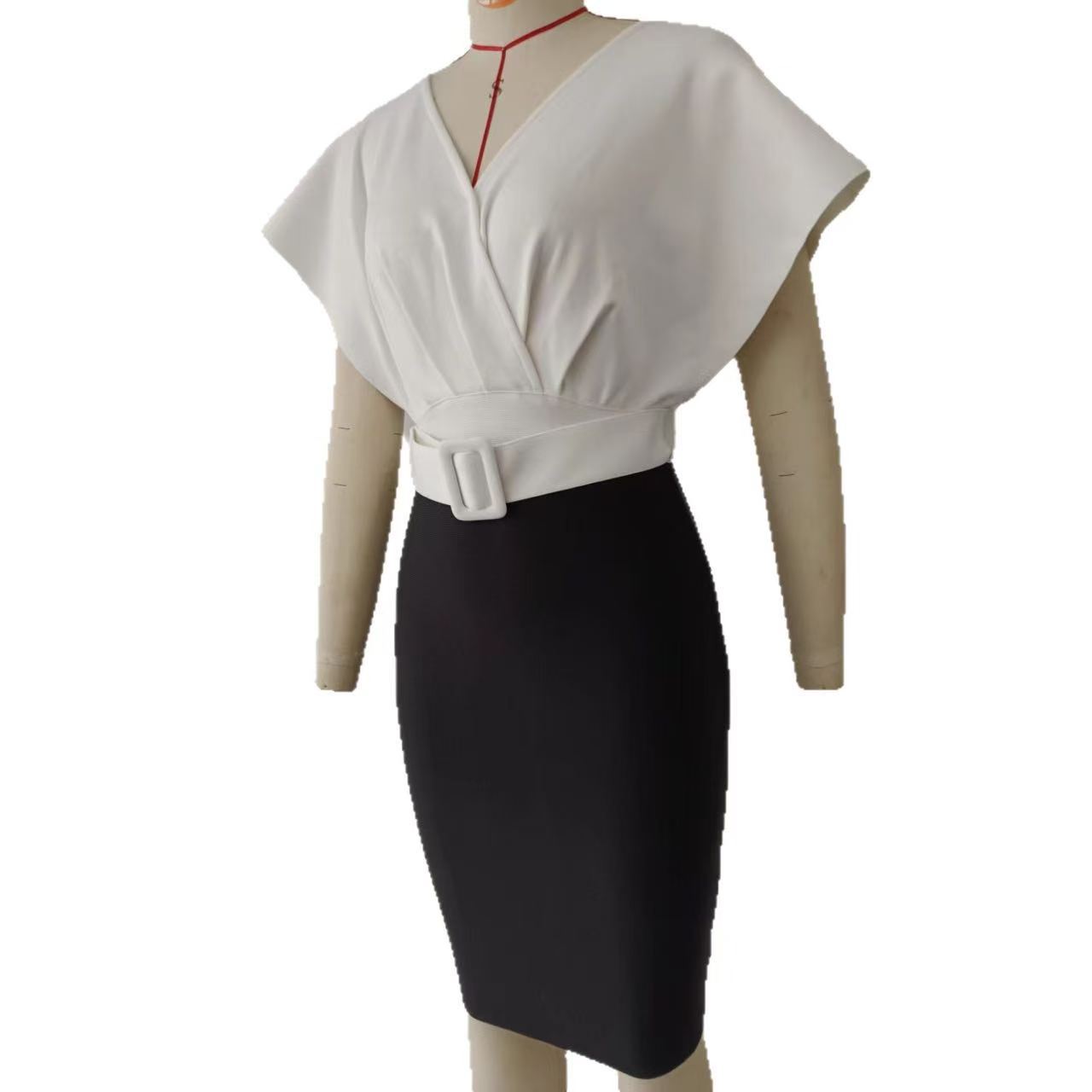 เสื้อเชิ้ตสองชิ้นแบบปลอม เสื้อ - Women Formal Wear Black And White บทวิจารณ์และราคา