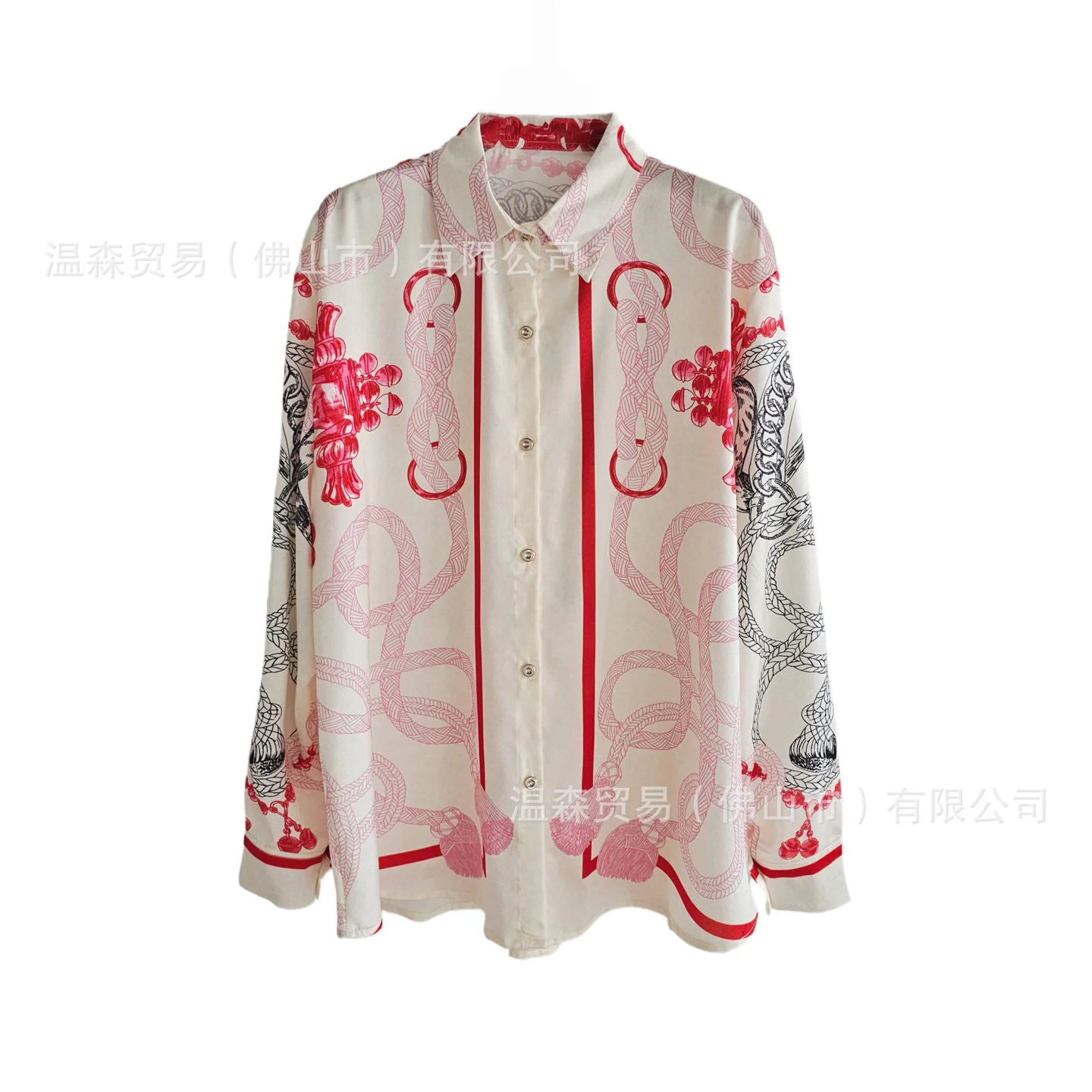ชุดเซ็ตสองชิ้นลายพิมพ์สไตล์ฝรั - Silk Blouse Button บทวิจารณ์และราคา
