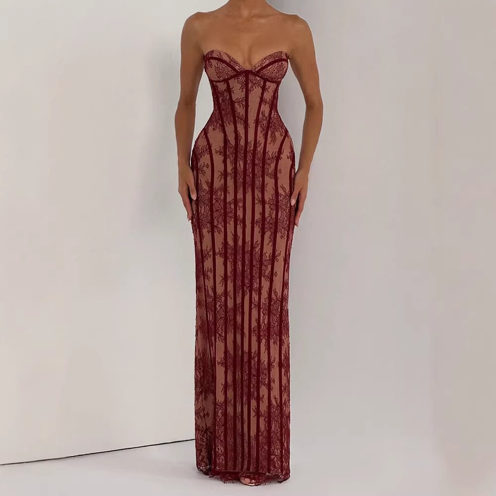 เดรสยาวทรงบอดี้คอนแบบไร้สายสำห - Woman Formal Wear บทวิจารณ์และราคา
