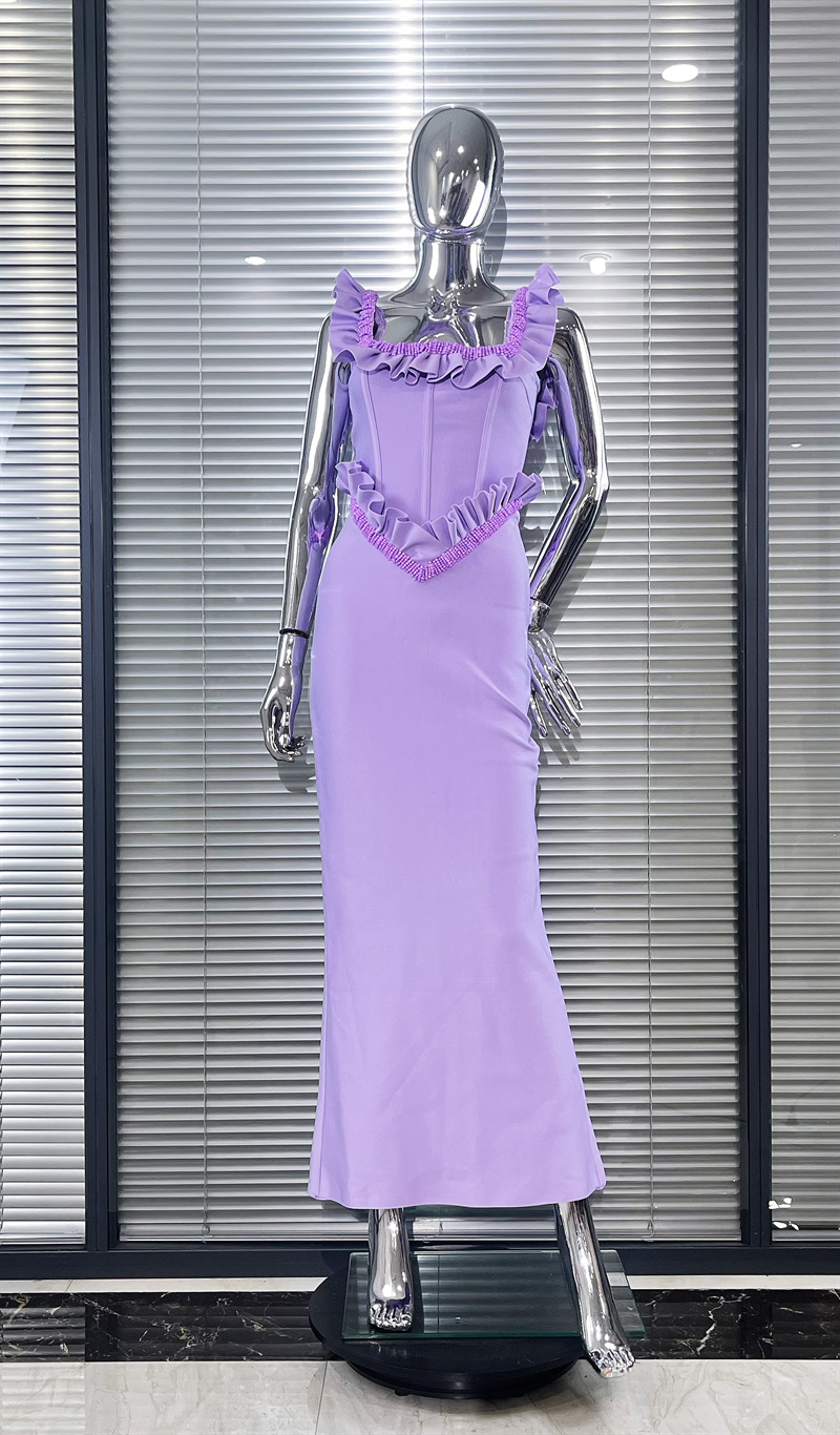 ชุดเดรสผ้าพันแผลสีม่วงแบบรัดสะ - Women Formal Wear H&M บทวิจารณ์และราคา