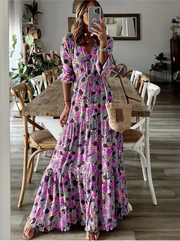 เดรสยาวทรงสวิงขนาดใหญ่แขนสี่ส่ - Women Formal Wear Zara บทวิจารณ์และราคา