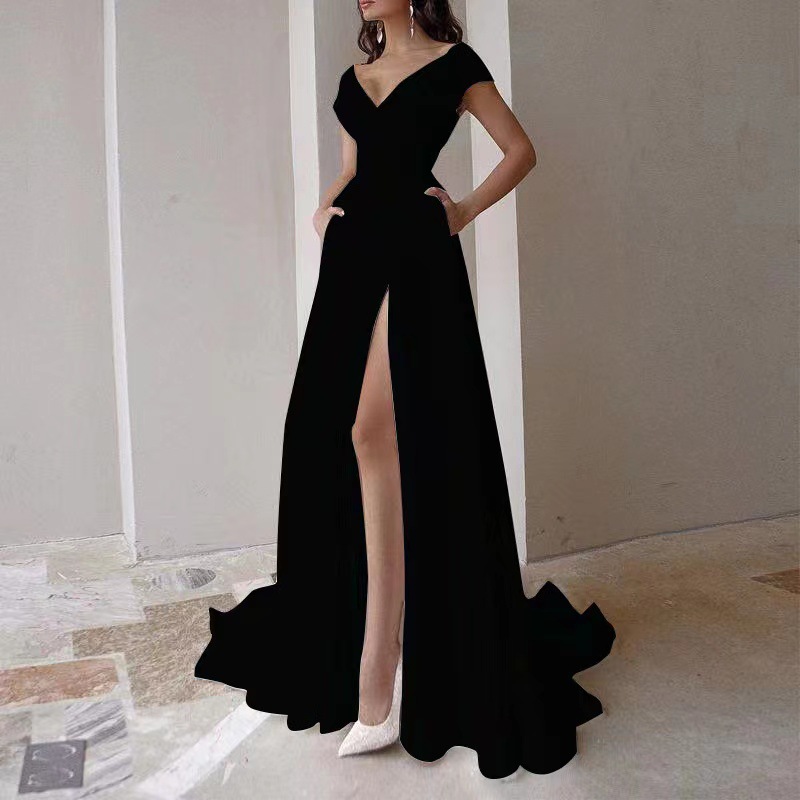 ชุดเดรสยาวทรงหรูหราสำหรับผู้หญ - Women Formal Wear Black And White บทวิจารณ์และราคา